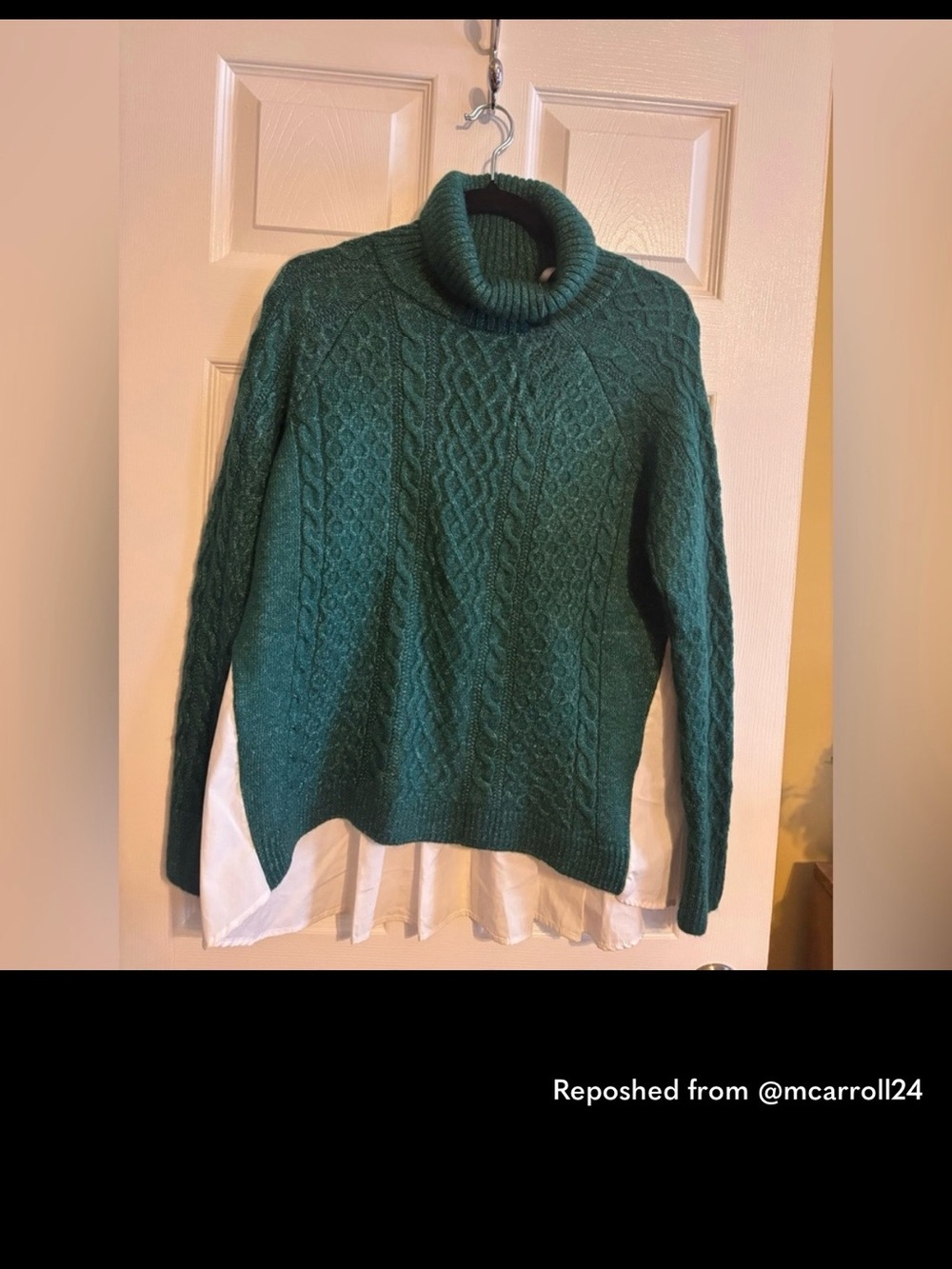 Anthropologie dark gray cable knit sweater with cream back panel - Picture 7 of 7